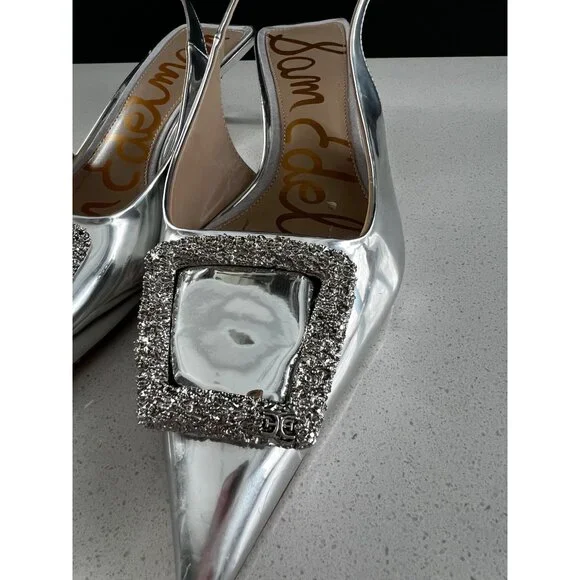 Sam Edelman Kammie Womens kitten Heels Soft Silver Size 9 - Picture 5 of 10